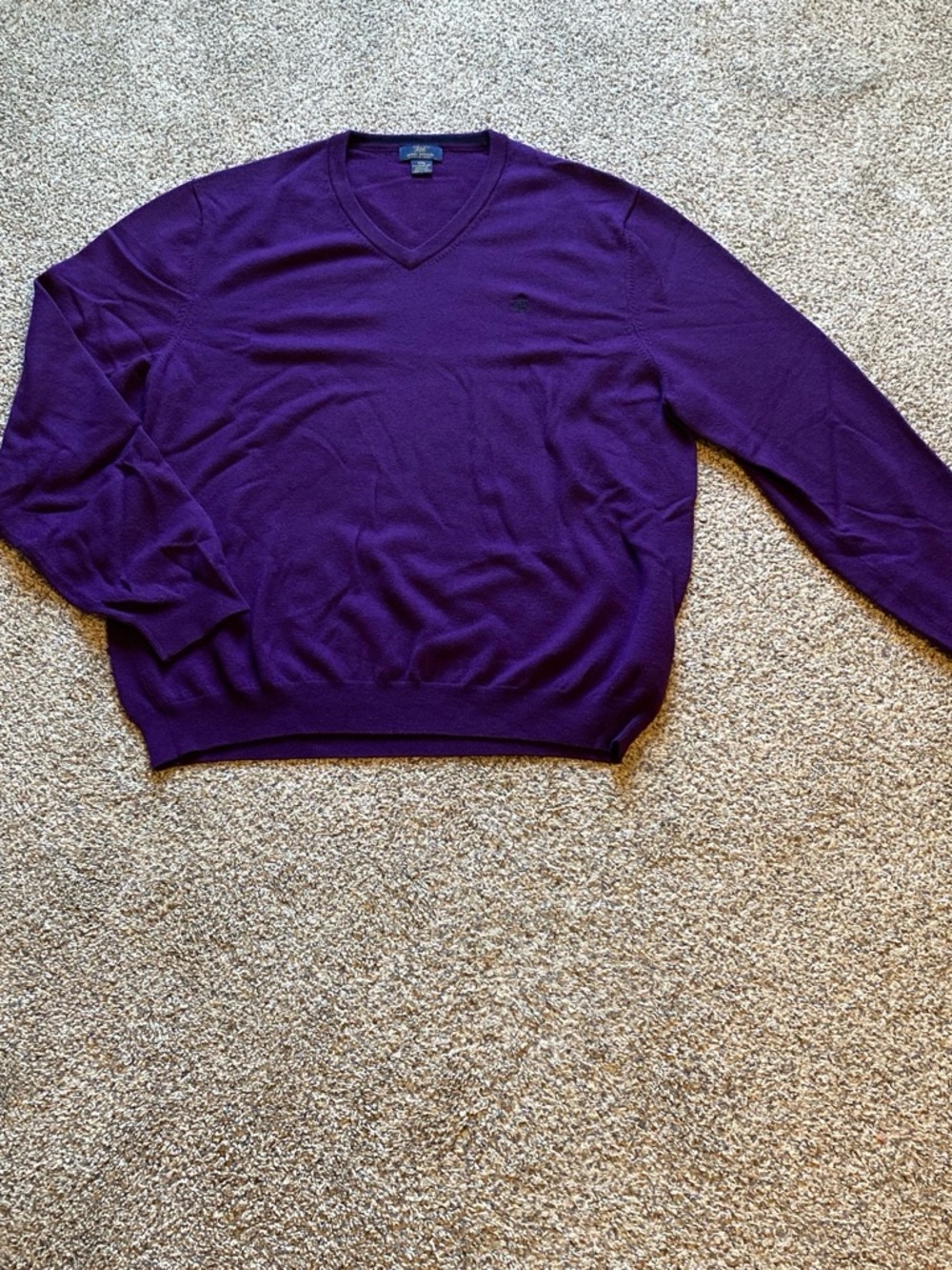 Brooks Brothers Men's Merino Wool Blend V-Neck Sweater in Deep Purple Sz XXL